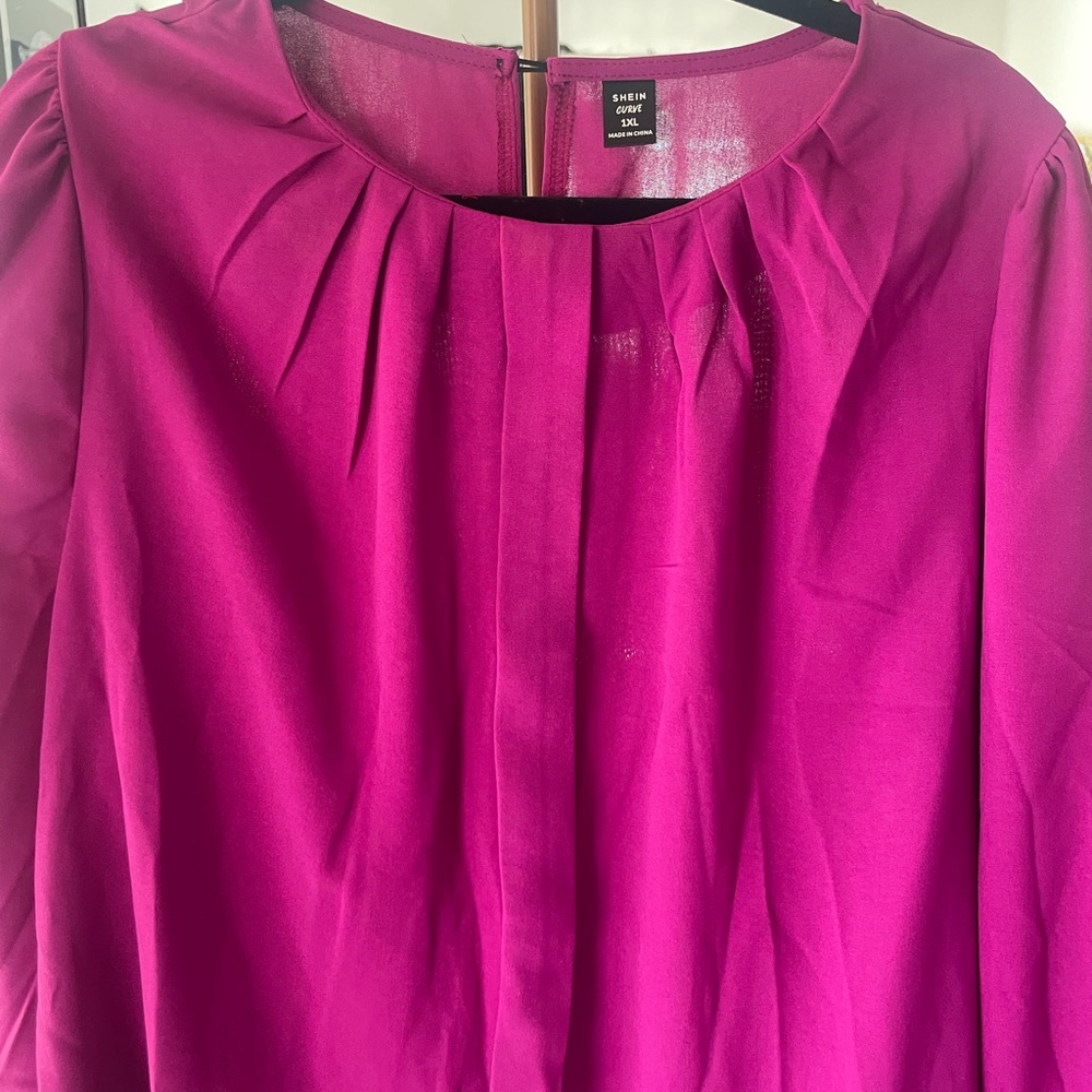 SHEIN Magenta Pleated Blouse
